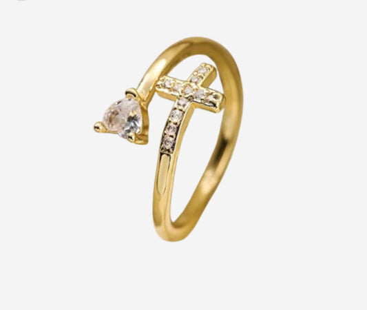Eleganter Kreuz Ring mit Diamant