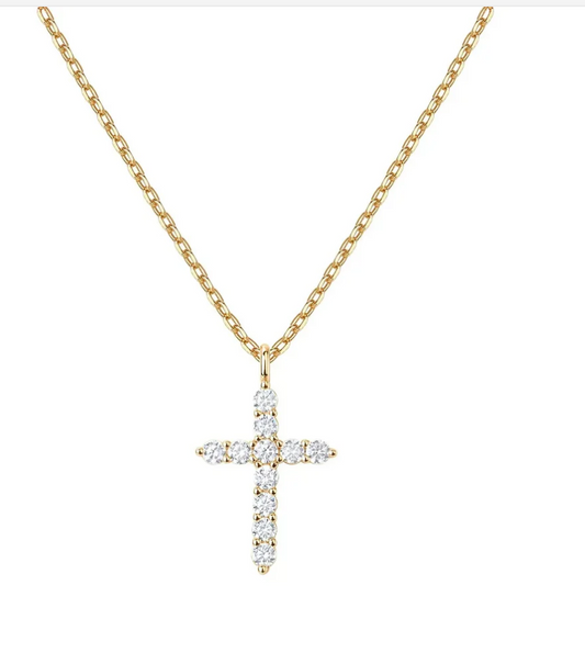 14K vergoldete Kreuz Kette