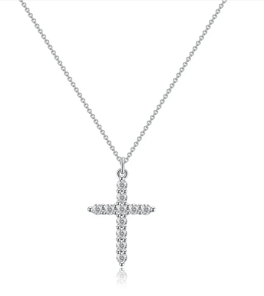 Elegante Glitzer Kreuz Kette