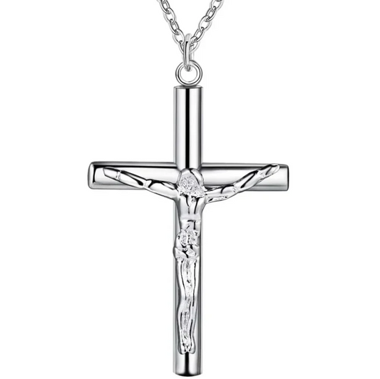 Silberne Jesus Kreuzkette